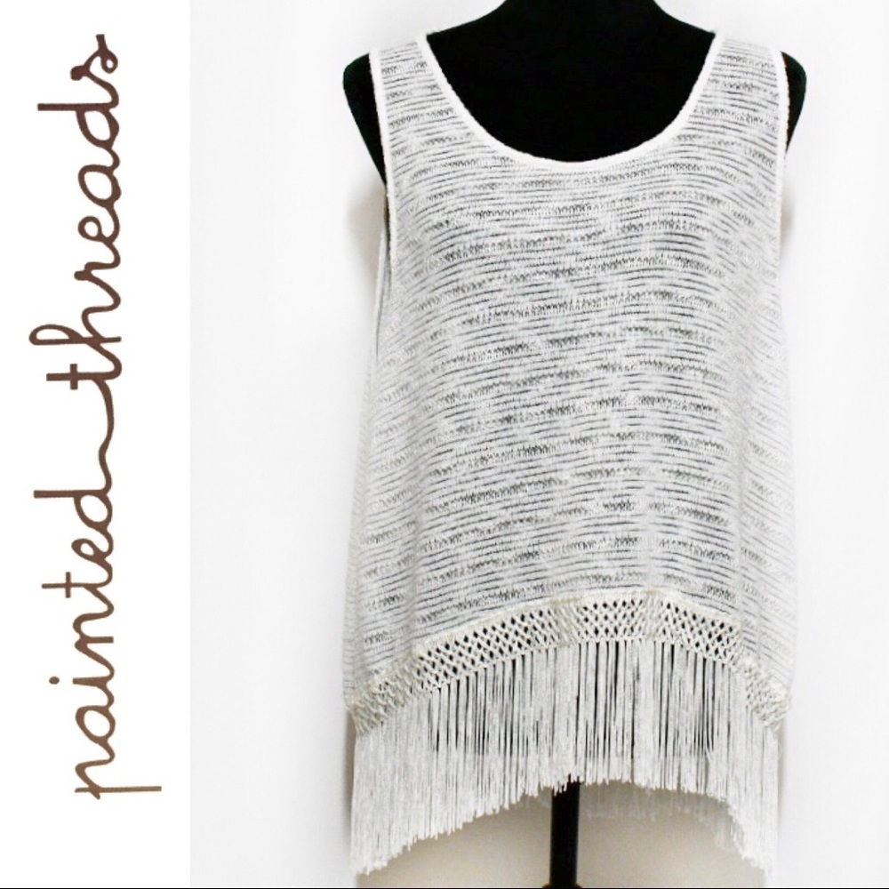 Painted Threads Knit Fringe Tank Top Size M